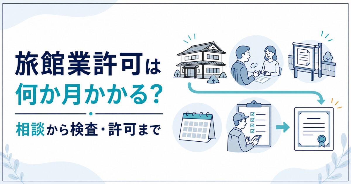 旅館業許可の事前相談から検査・許可までを解説する記事のアイキャッチ