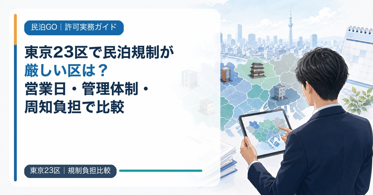 東京23区で民泊規制が厳しい区は？営業日・管理体制・周知負担で比較