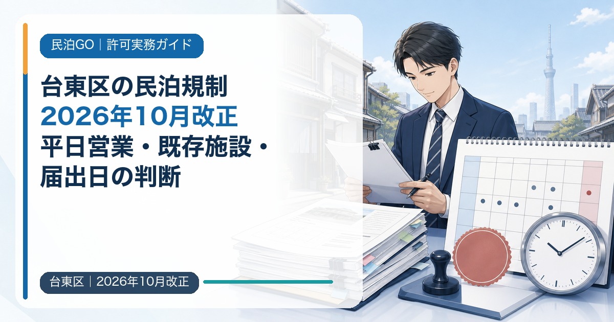 台東区の民泊規制【2026年10月改正】平日営業・既存施設・届出日の判断