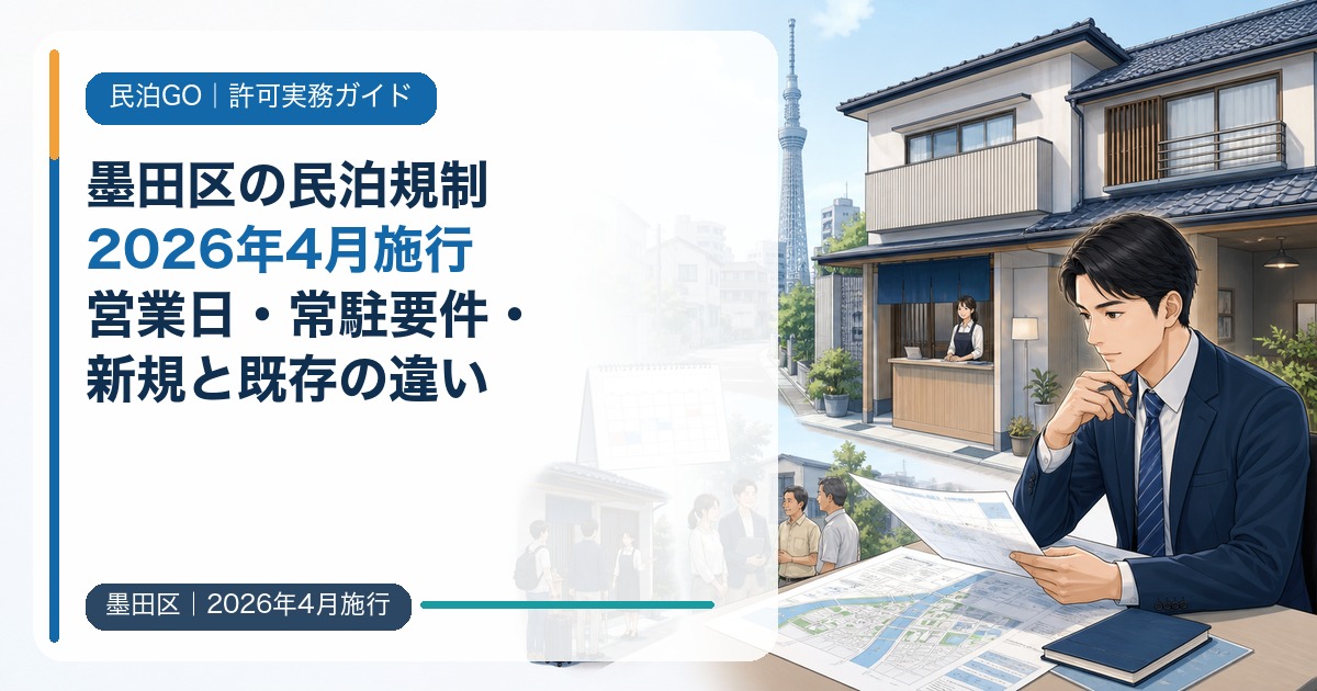 墨田区の民泊規制【2026年4月施行】営業日・常駐要件・新規と既存の違い