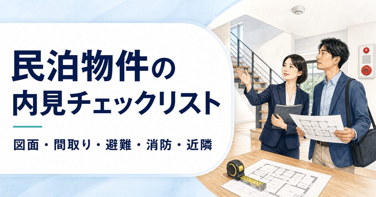 民泊物件の内見で図面・間取り・避難・消防・近隣を確認する