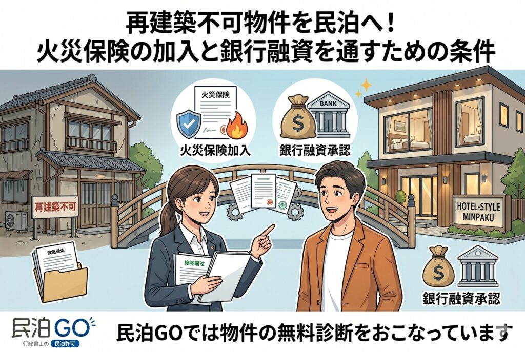 再建築不可物件を民泊へ！火災保険の加入と銀行融資を通すための条件