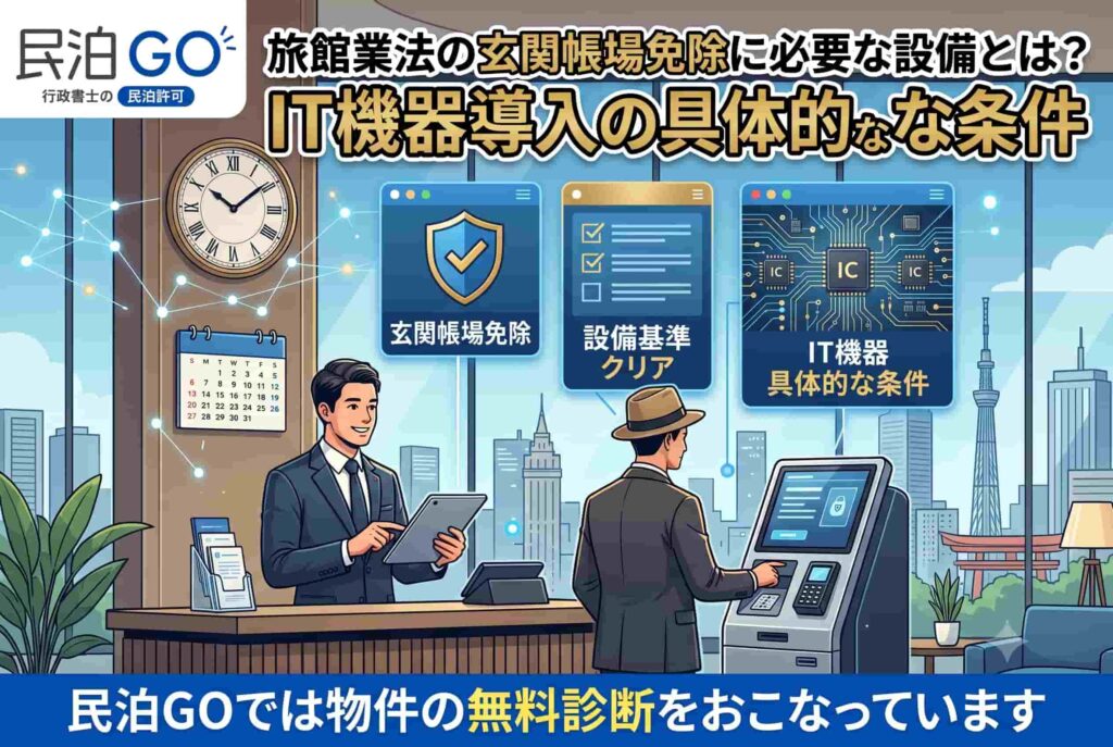 旅館業法の玄関帳場免除に必要な設備とは？IT機器導入の具体的な条件