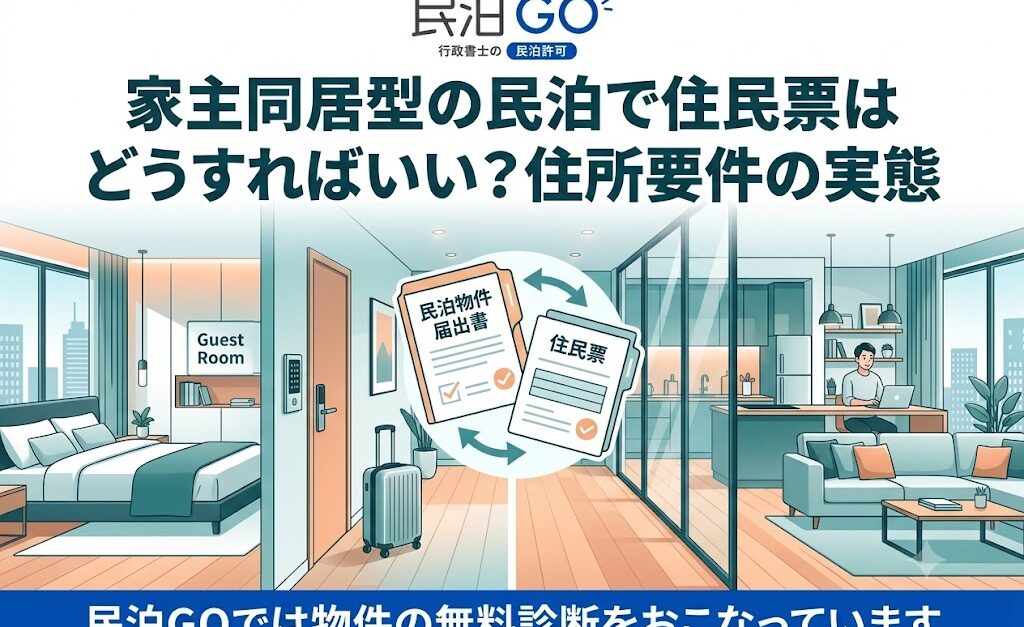 家主同居型の民泊で住民票はどうすればいい？住所要件の実態