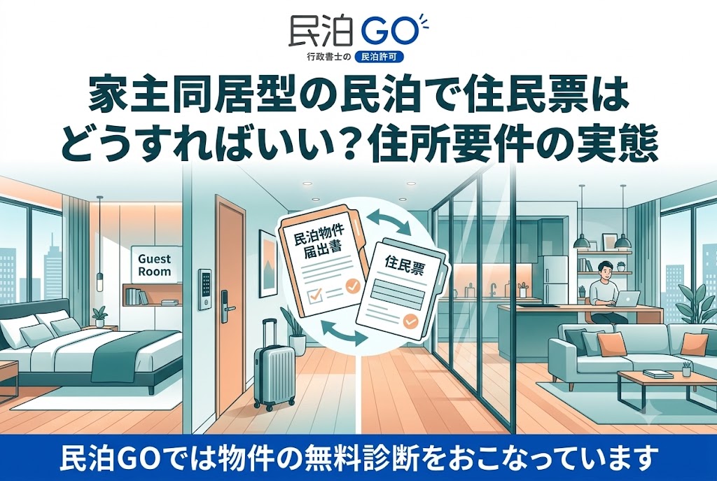 家主同居型の民泊で住民票はどうすればいい？住所要件の実態