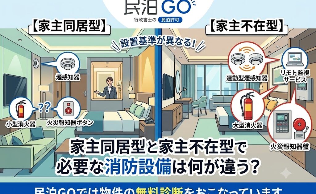 家主同居型と家主不在型で必要な消防設備は何が違う？
