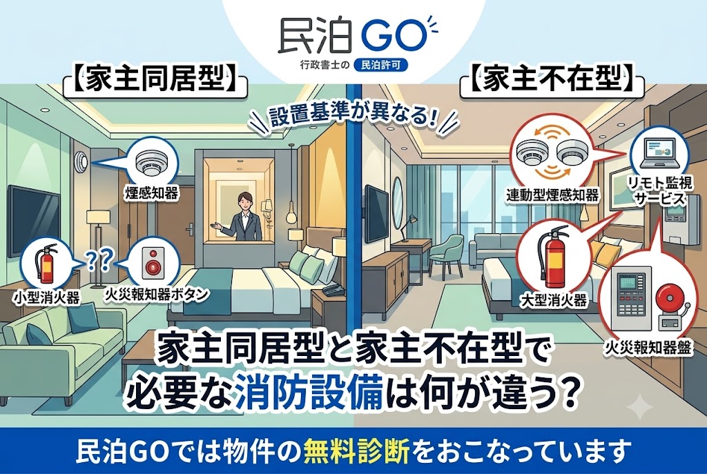 家主同居型と家主不在型で必要な消防設備は何が違う？