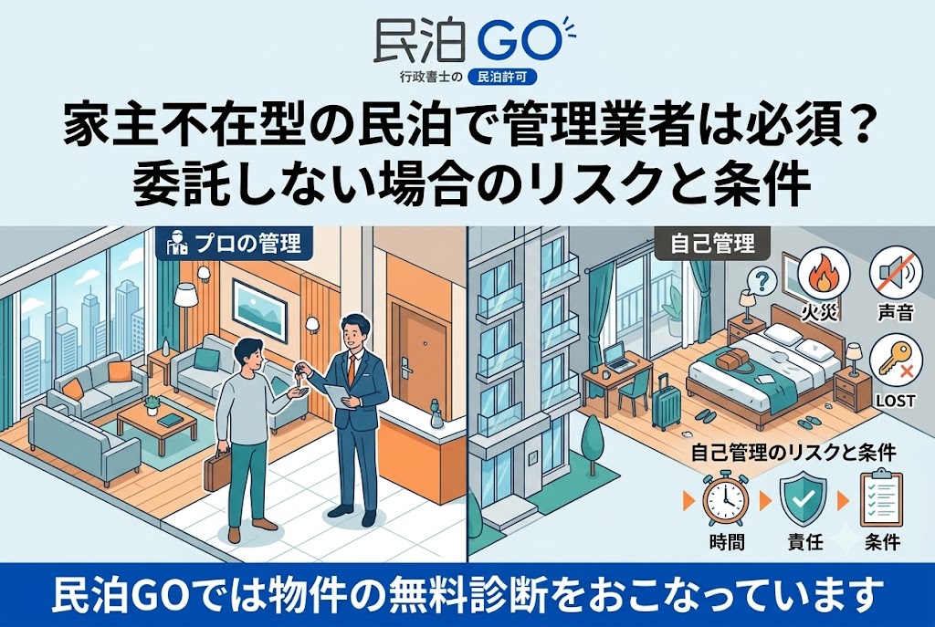 家主不在型の民泊で管理業者は必須？委託しない場合のリスクと条件