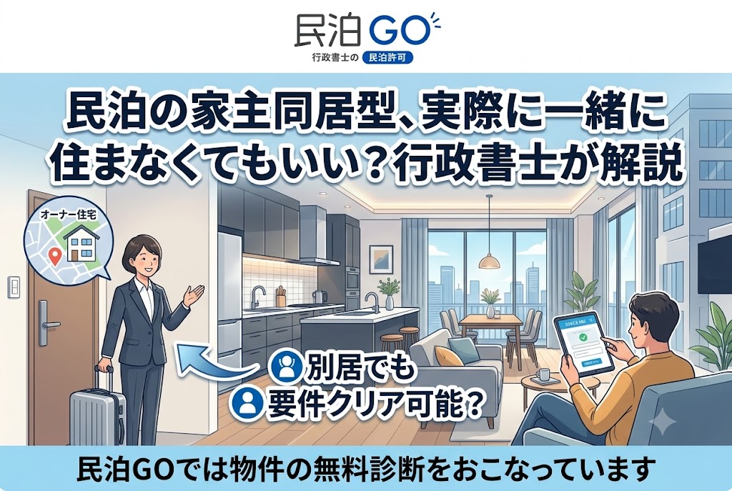 民泊の家主同居型、実際に一緒に住まなくてもいい？行政書士が解説
