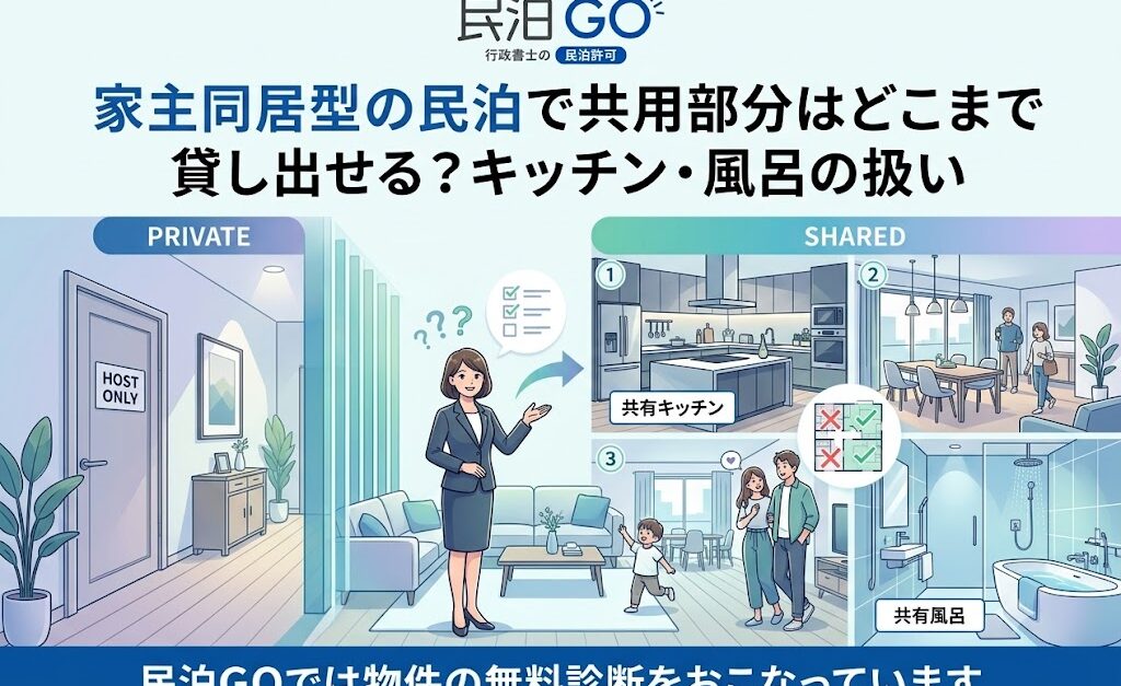 家主同居型の民泊で共用部分はどこまで貸し出せる？キッチン・風呂の扱い