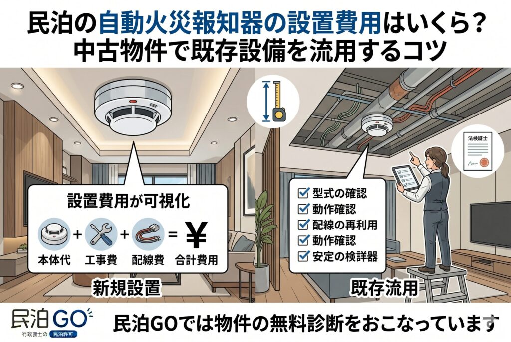 民泊の自動火災報知器の設置費用はいくら？中古物件で既存設備を流用するコツ