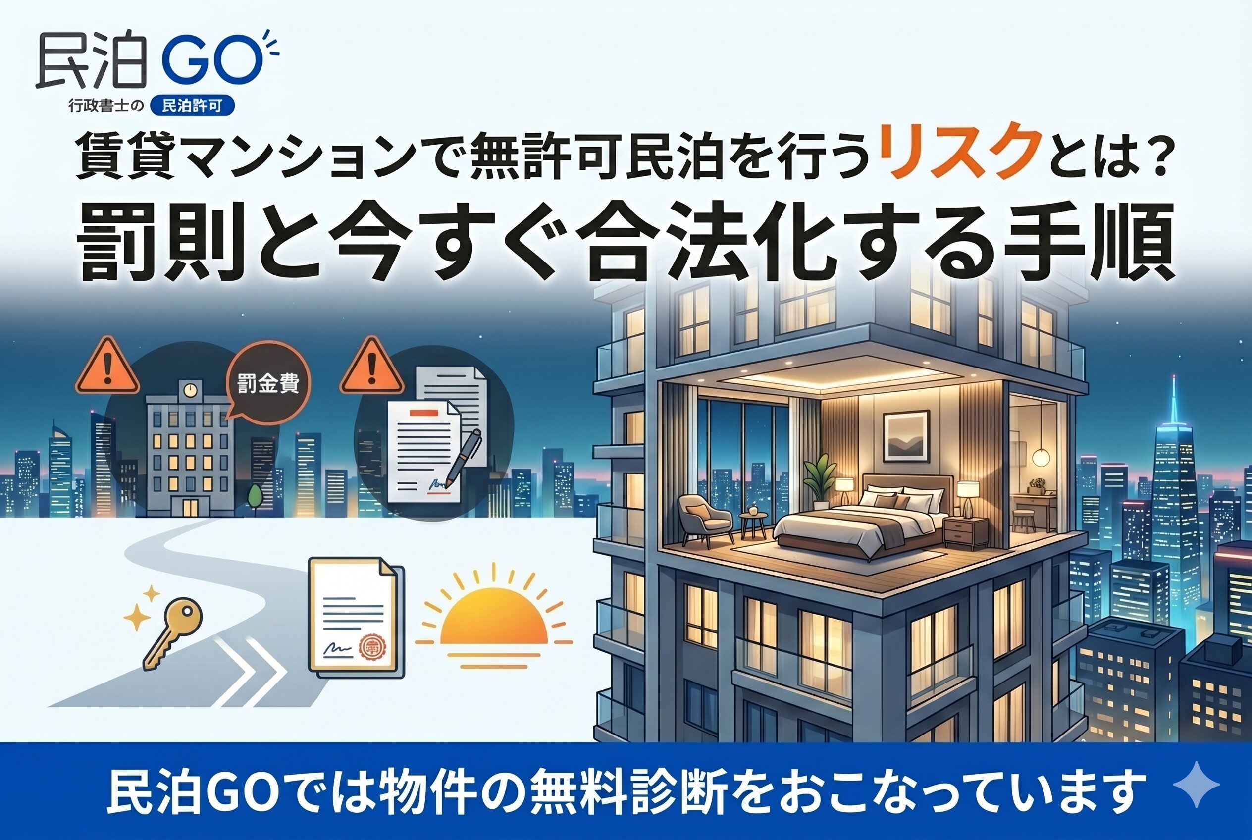 賃貸マンションで無許可民泊を行うリスクとは？罰則と今すぐ合法化する手順