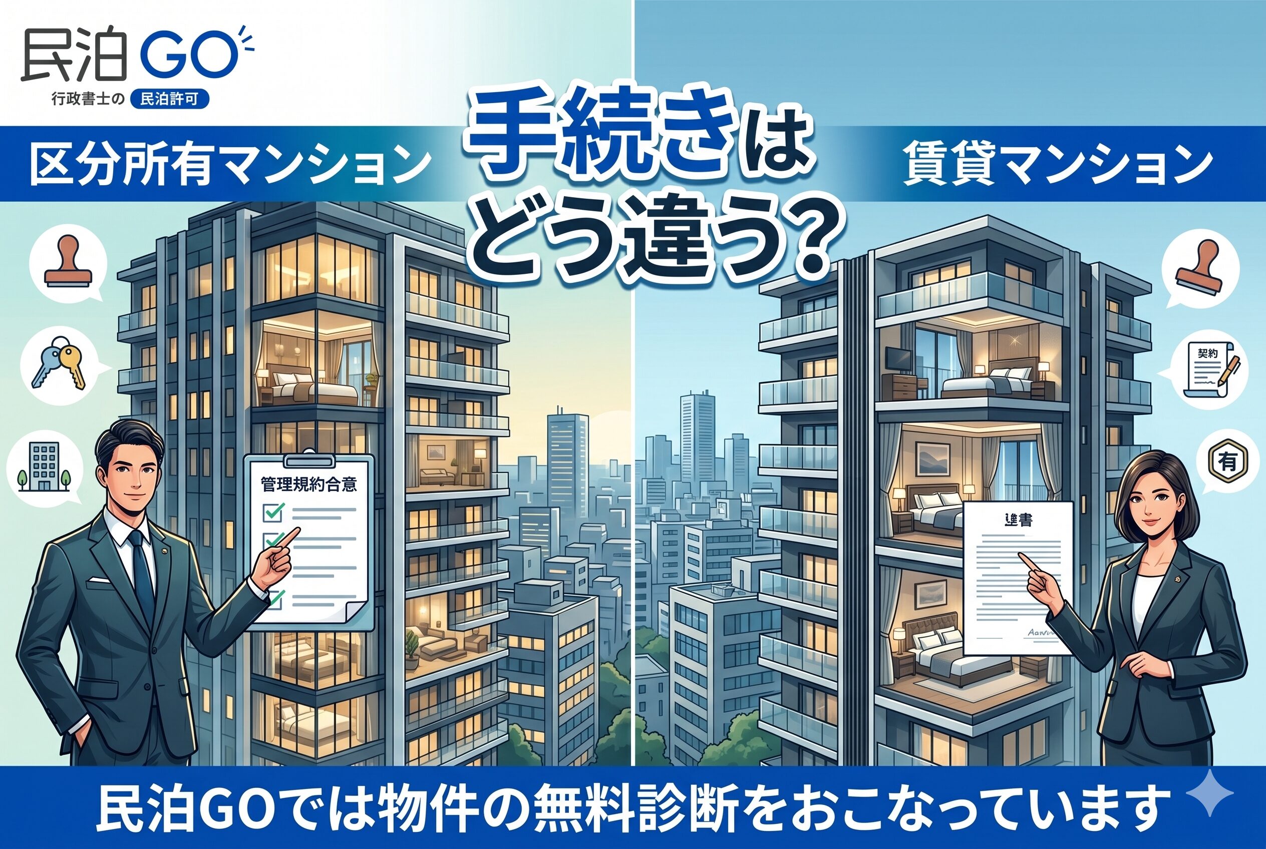 区分所有マンションと賃貸マンションで民泊許可の手続きはどう違う？
