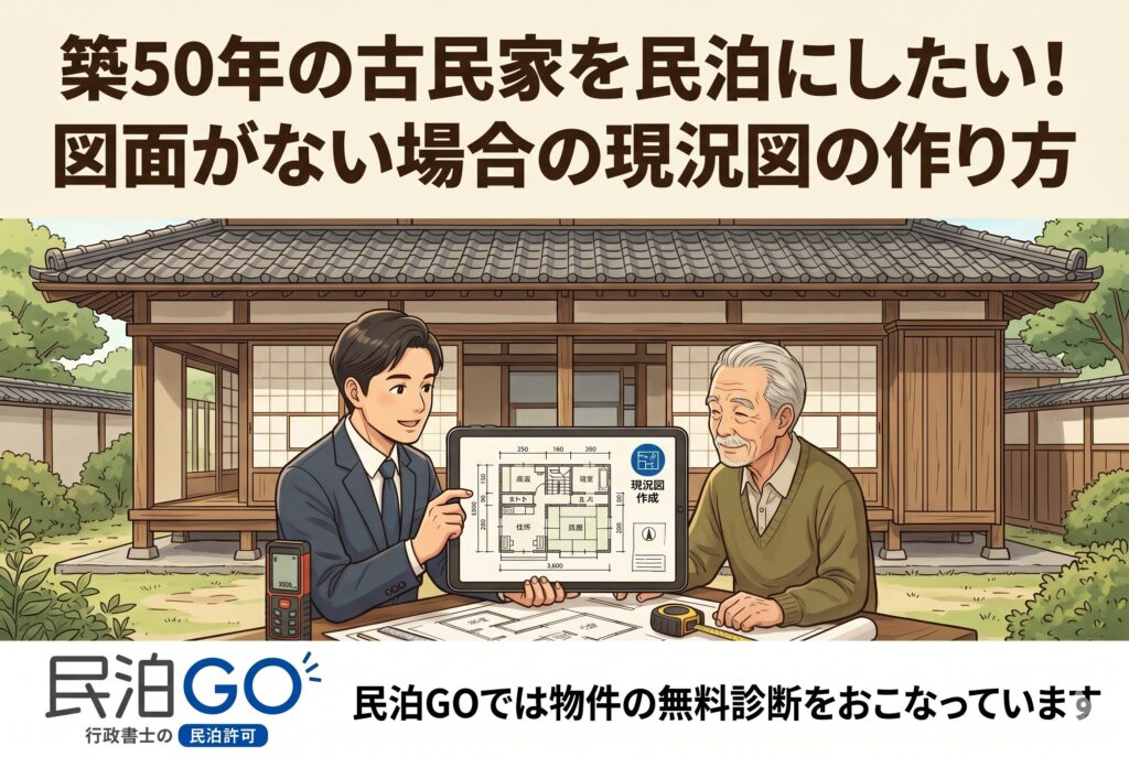 築50年の古民家を民泊にしたい！図面がない場合の現況図の作り方