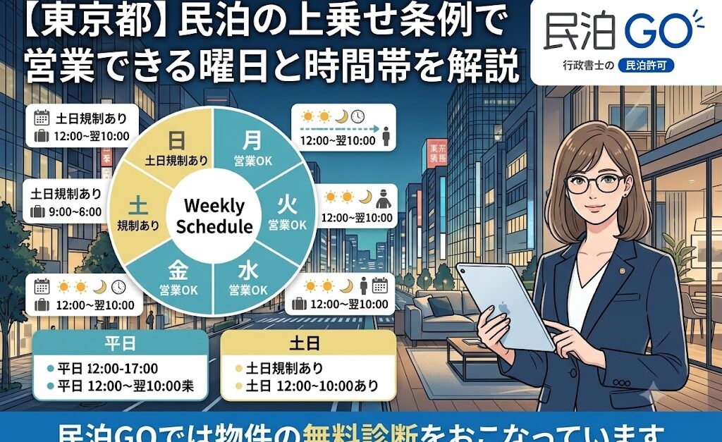 【東京都】民泊の上乗せ条例で営業できる曜日と時間帯を解説