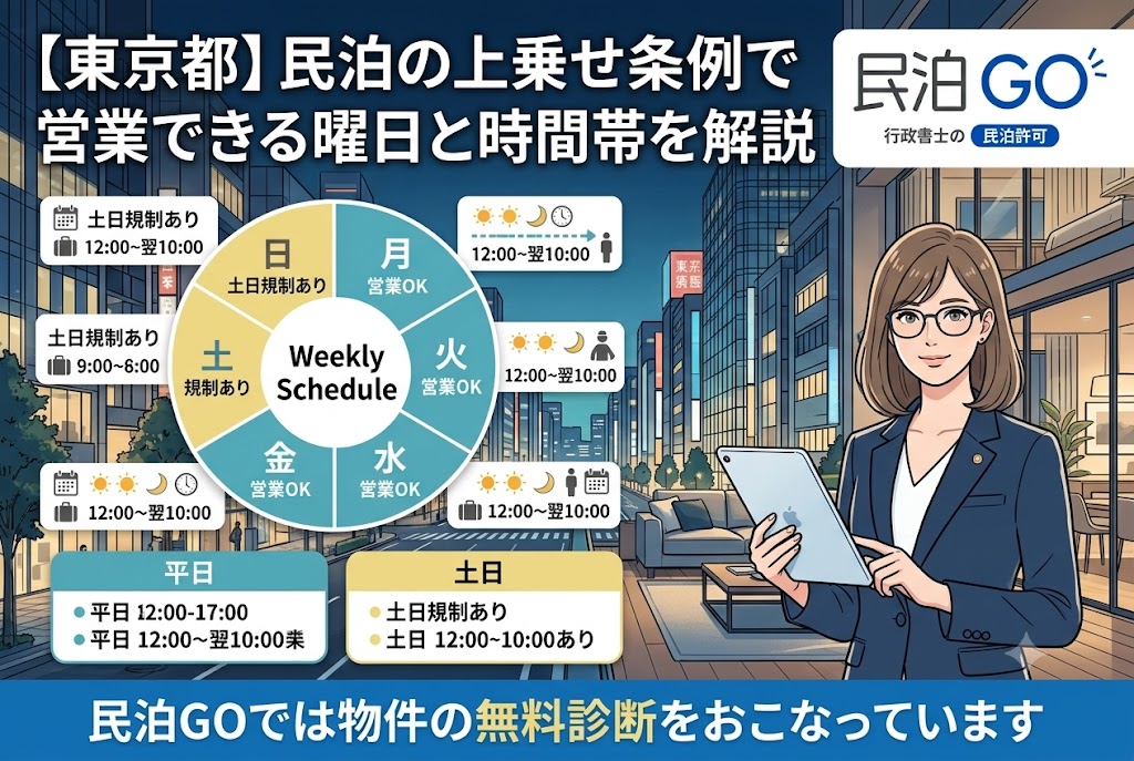 【東京都】民泊の上乗せ条例で営業できる曜日と時間帯を解説