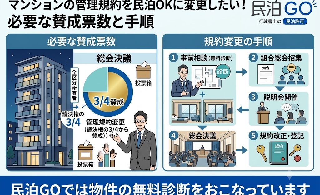 マンションの管理規約を民泊OKに変更したい！必要な賛成票数と手順