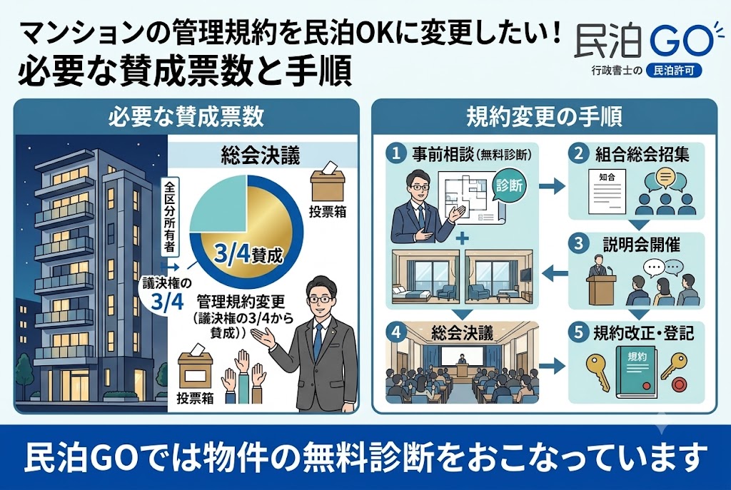 マンションの管理規約を民泊OKに変更したい！必要な賛成票数と手順