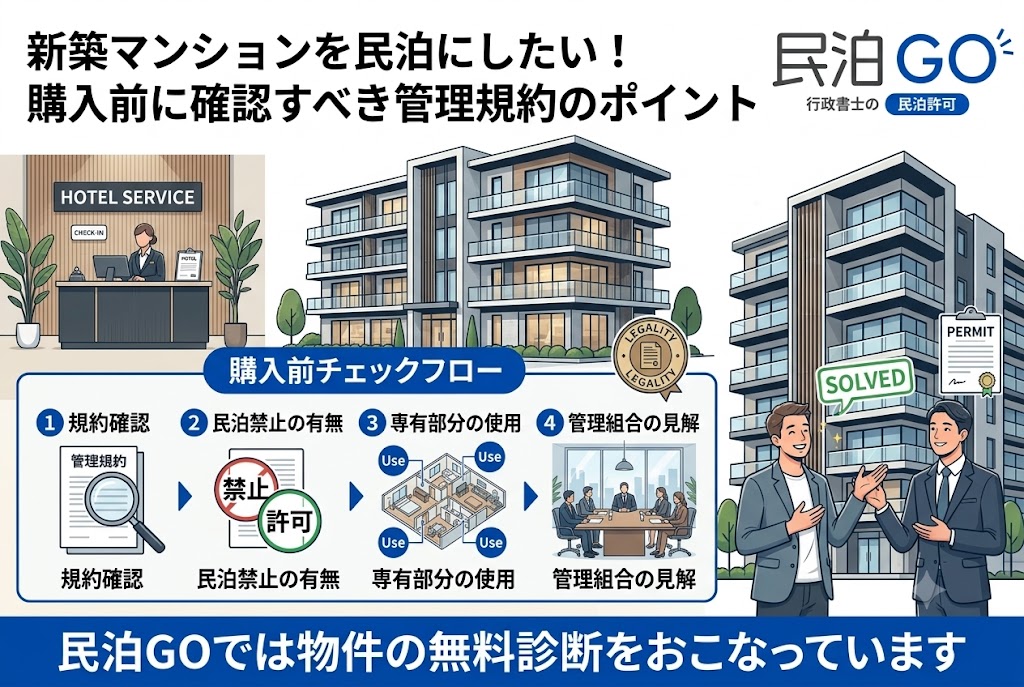 新築マンションを民泊にしたい！購入前に確認すべき管理規約のポイント