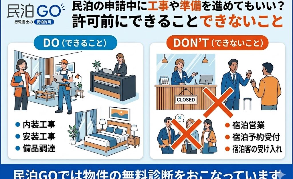 民泊の申請中に工事や準備を進めてもいい？許可前にできることできないこと