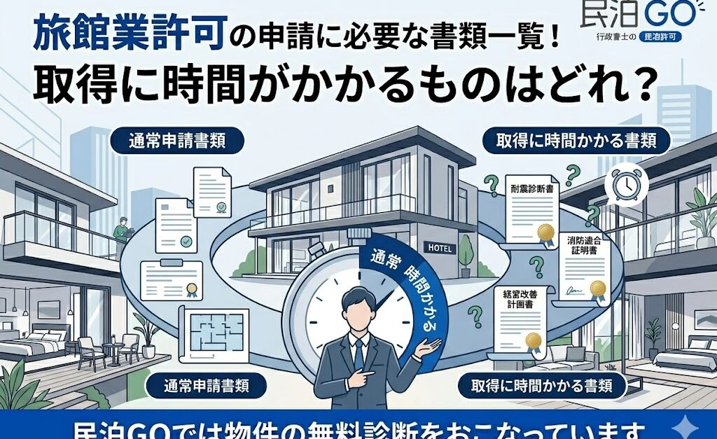 旅館業許可の申請に必要な書類一覧！取得に時間がかかるものはどれ？
