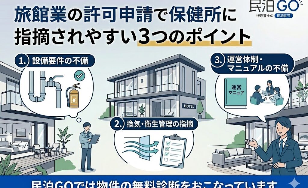 旅館業の許可申請で保健所に指摘されやすい3つのポイント