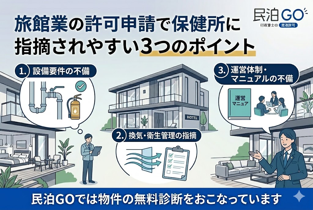 旅館業の許可申請で保健所に指摘されやすい3つのポイント