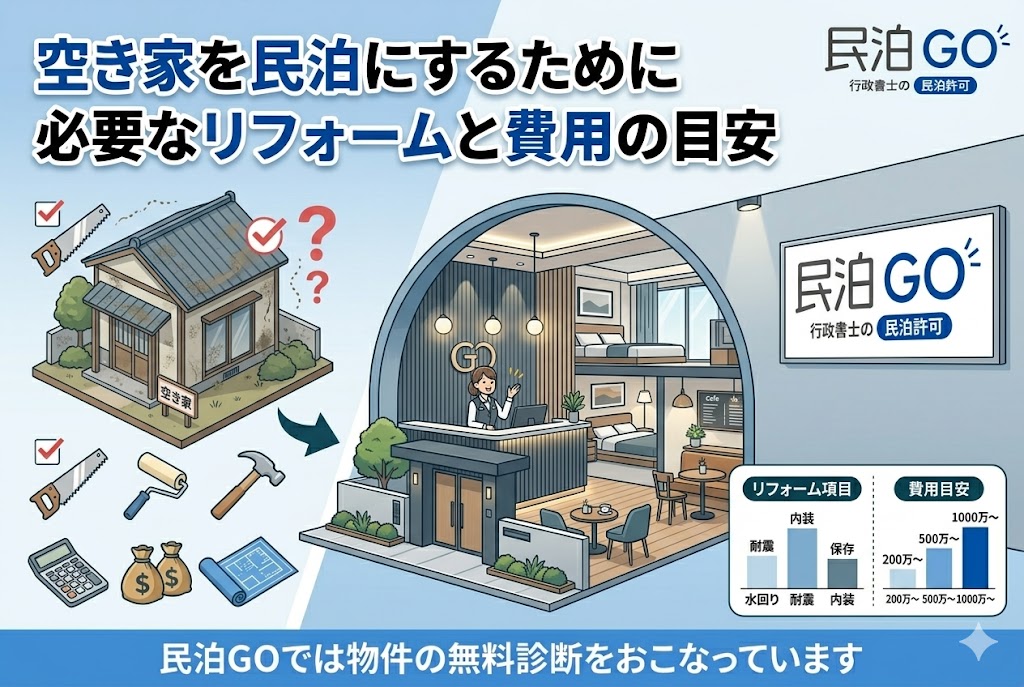 空き家を民泊にするために必要なリフォームと費用の目安