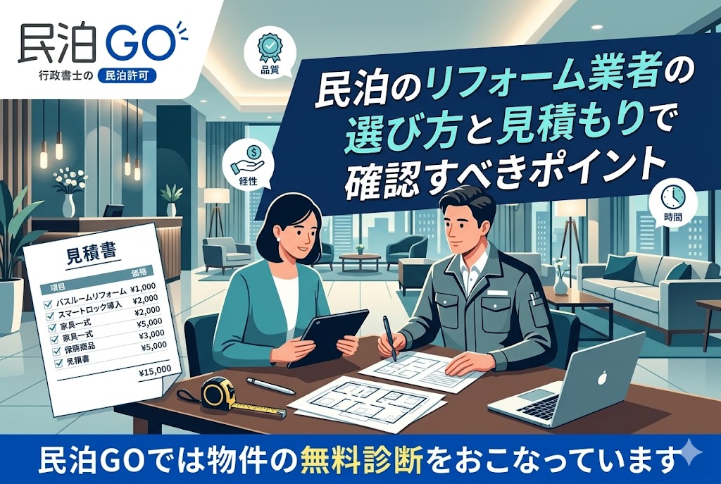 民泊のリフォーム業者の選び方と見積もりで確認すべきポイント