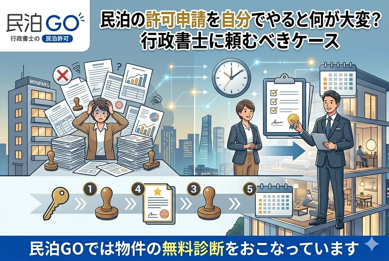 民泊の許可申請を自分でやると何が大変？行政書士に頼むべきケース