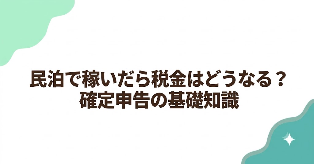 民泊で稼いだら税金はどうなる？確定申告の基礎知識