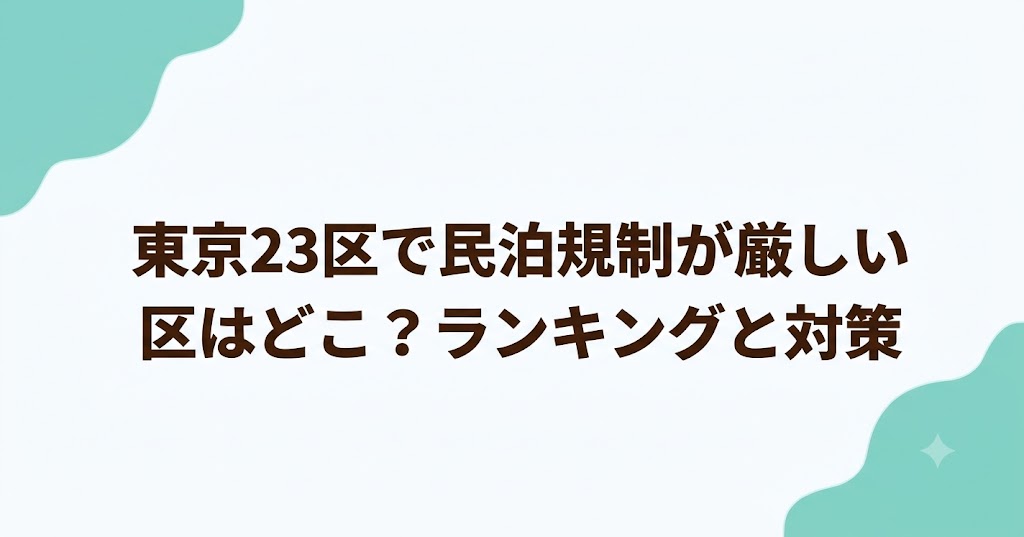 東京23区で民泊規制が厳しい区はどこ？ランキングと対策