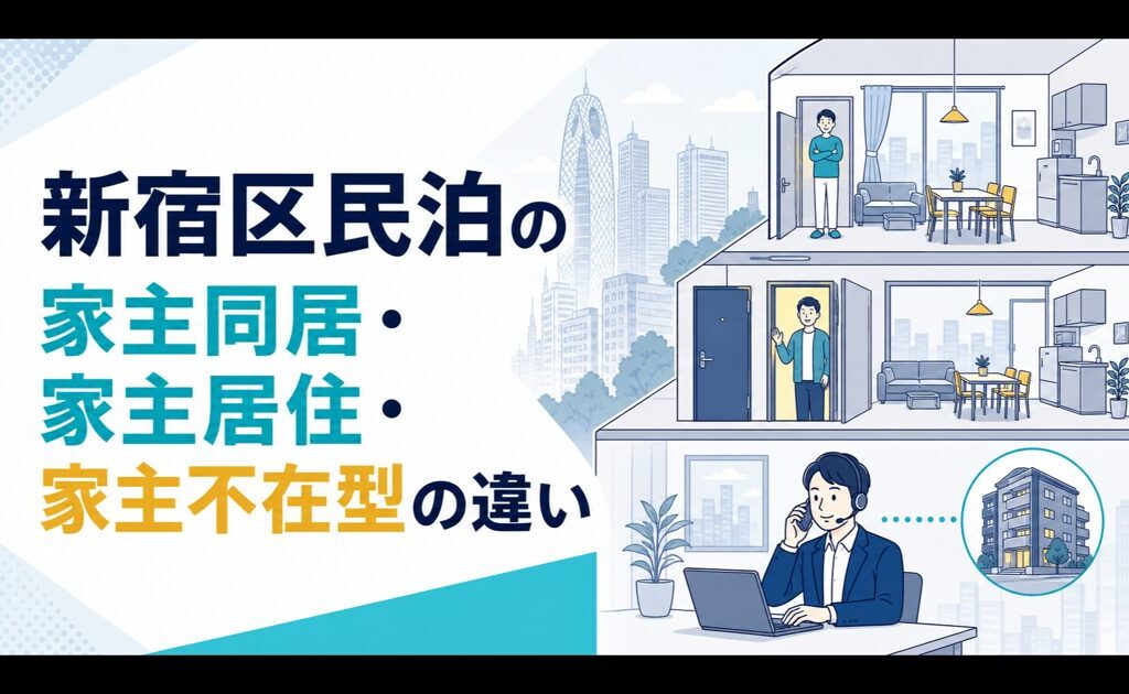 新宿区民泊の家主同居型・家主居住型・家主不在型とは？隣室・管理委託・消防の違い