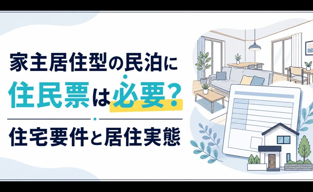 家主居住型の民泊に住民票は必要？住宅要件と居住実態の確認方法