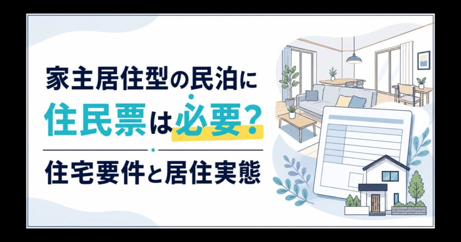 家主居住型民泊の住民票、住宅要件、居住実態を解説するアイキャッチ