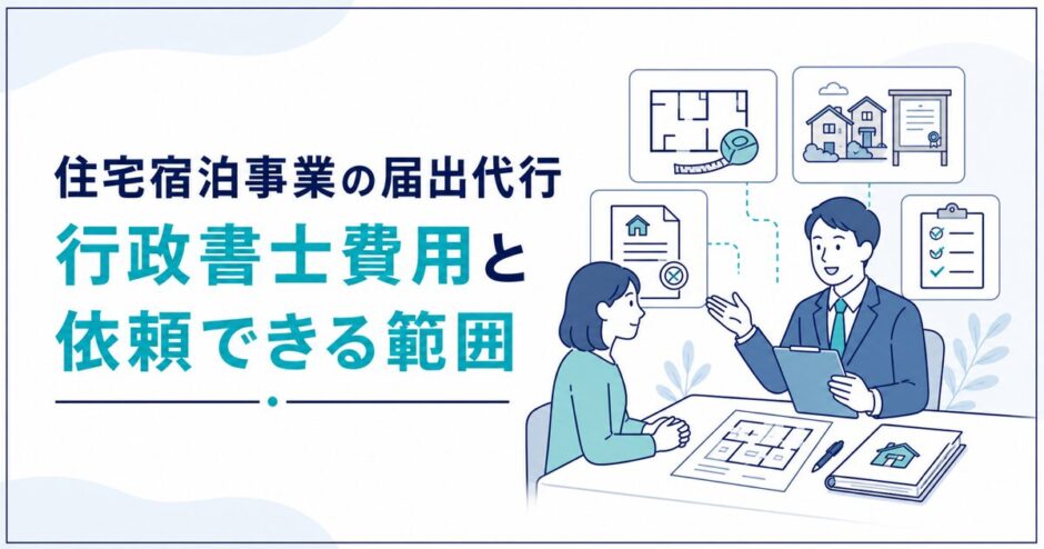 住宅宿泊事業の届出代行費用と依頼範囲を解説する記事のアイキャッチ