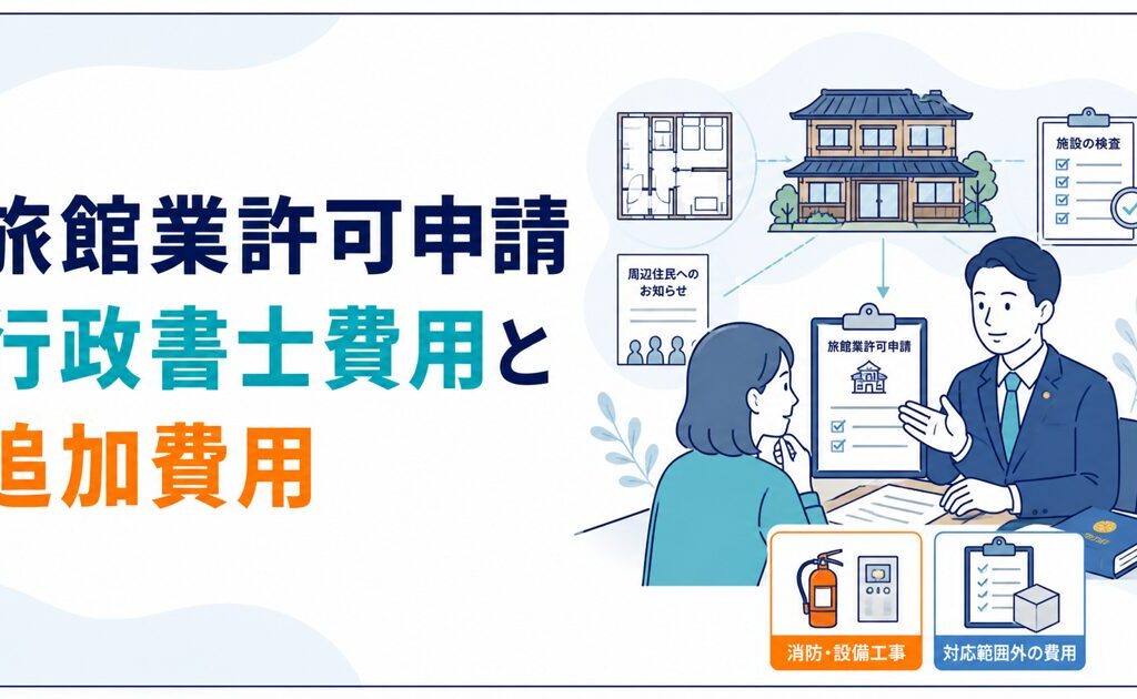 旅館業許可申請の行政書士費用はいくら？料金内訳と追加費用