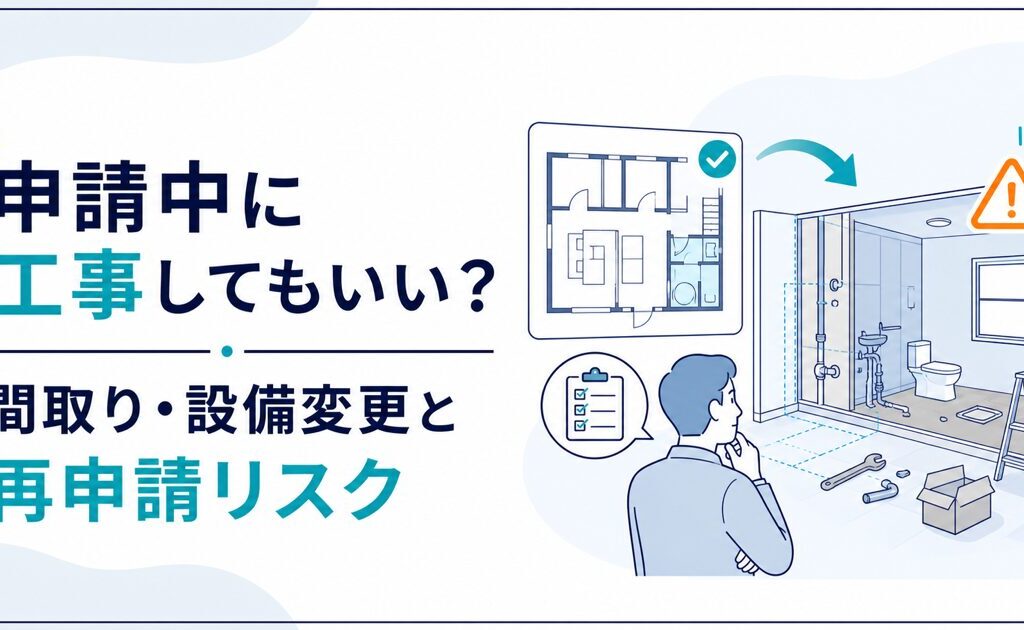 民泊・旅館業の申請中に行う工事と再申請リスクを解説する記事のアイキャッチ