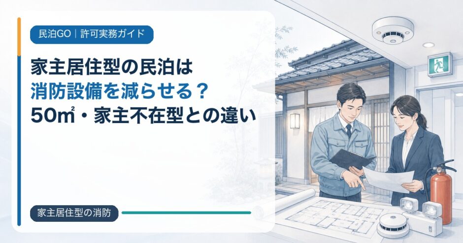 家主居住型の民泊は消防設備を減らせる？宿泊室50㎡以下・家主不在型との違い