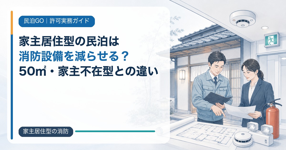 家主居住型の民泊は消防設備を減らせる？宿泊室50㎡以下・家主不在型との違い
