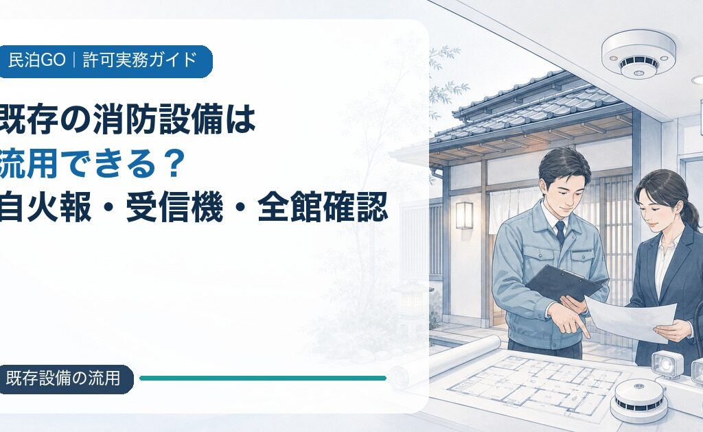 民泊・旅館業で既存の消防設備は流用できる？自火報・受信機・建物全体の確認方法