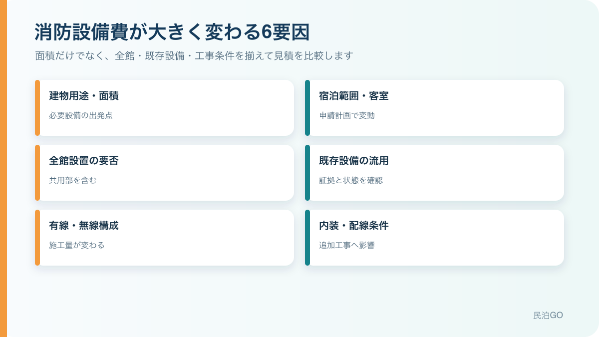 民泊・旅館業の消防設備工事はいくら?費用が変わる条件と見積の見方