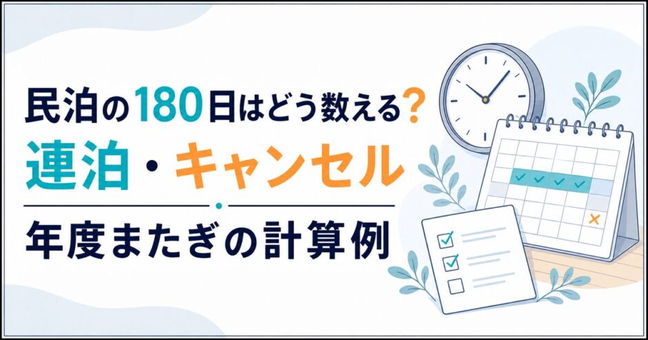 民泊の180日はどう数える？正午・連泊・キャンセル・年度またぎの計算例