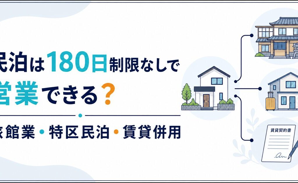 民泊は180日制限なしで営業できる？旅館業・特区民泊と賃貸併用を比較