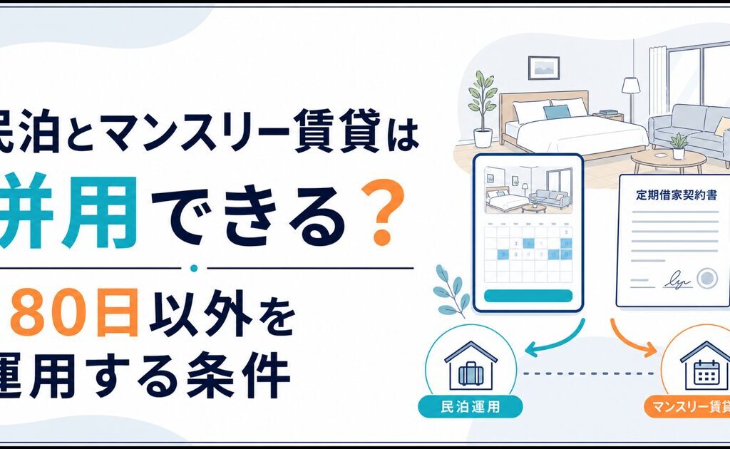 民泊とマンスリー賃貸は併用できる？180日以外を運用する条件と注意点