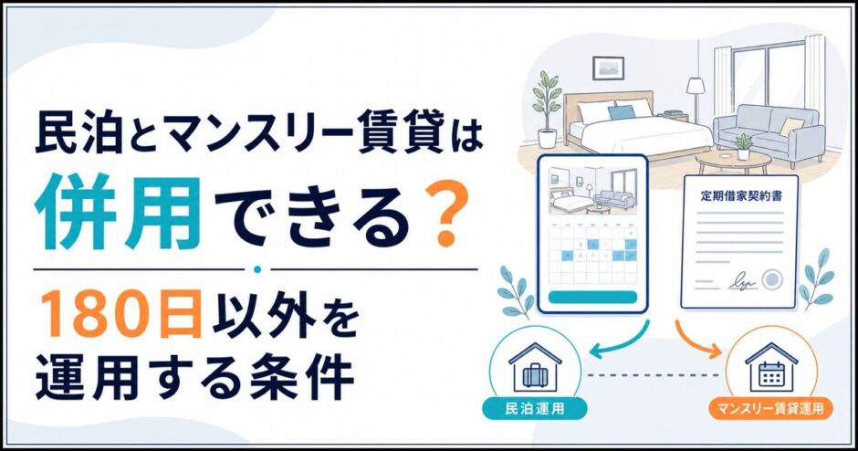 民泊とマンスリー賃貸は併用できる？180日以外を運用する条件と注意点