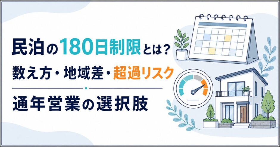 民泊の180日制限とは？数え方・地域差・超過リスクと通年営業の選択肢