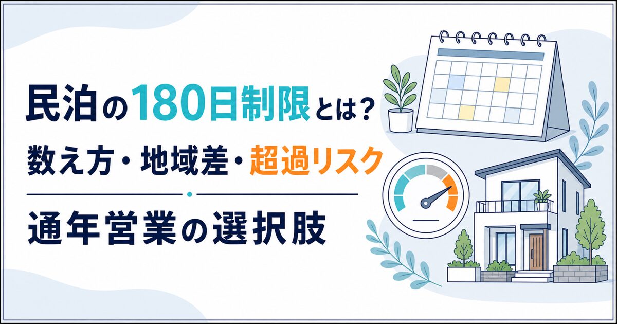 民泊の180日制限とは?数え方・地域差・超過リスクと通年営業の選択肢