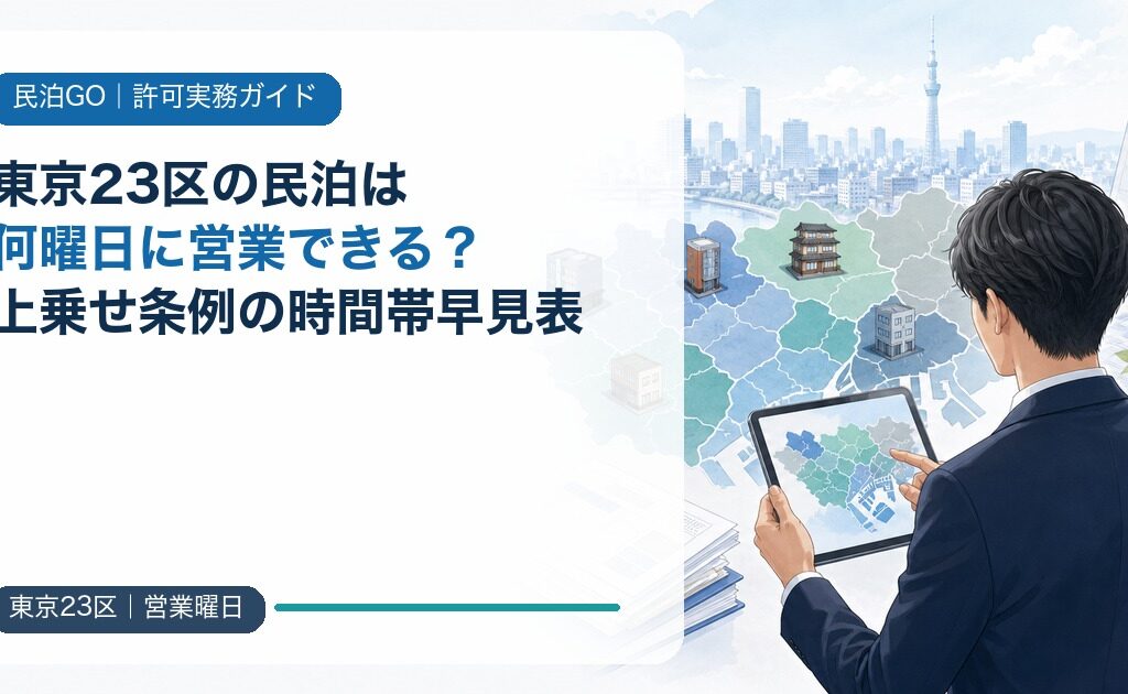 東京23区の民泊は何曜日に営業できる？上乗せ条例の時間帯早見表