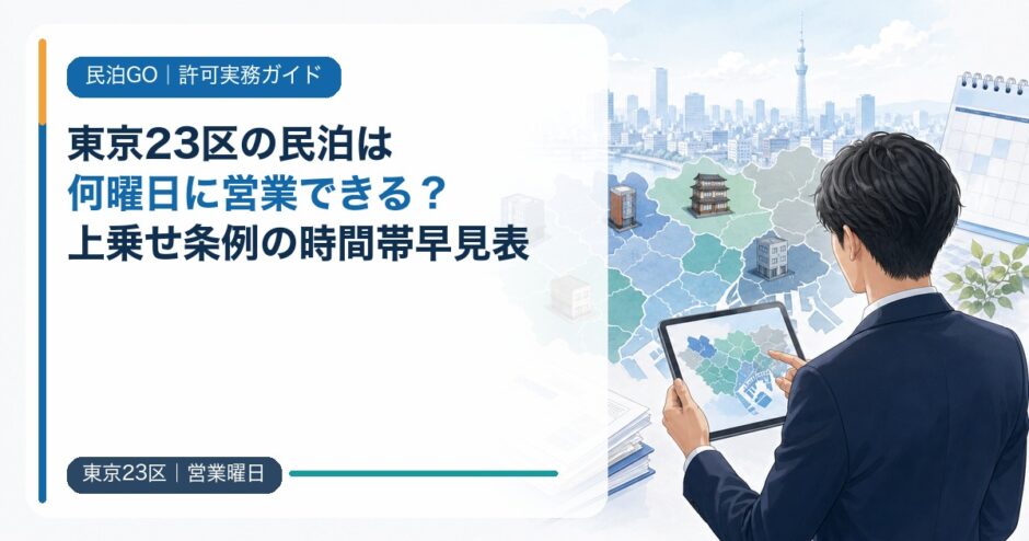 東京23区の民泊は何曜日に営業できる？上乗せ条例の時間帯早見表